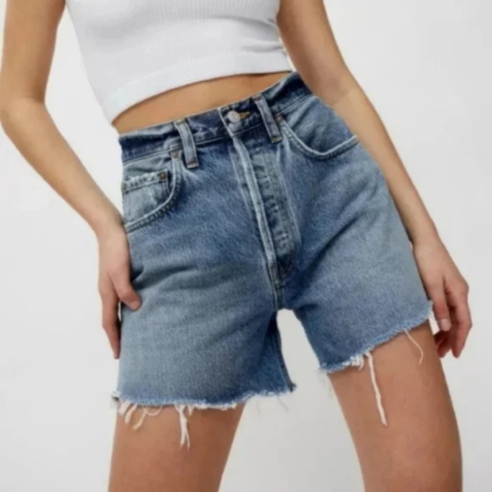 Agolde Riley Jeans Denim Shorts Outsider - Picture 5 of 12